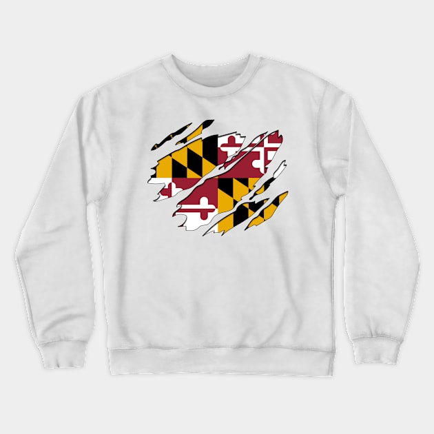 Tear Away Maryland Flag Crewneck Sweatshirt by InspiredQuotes